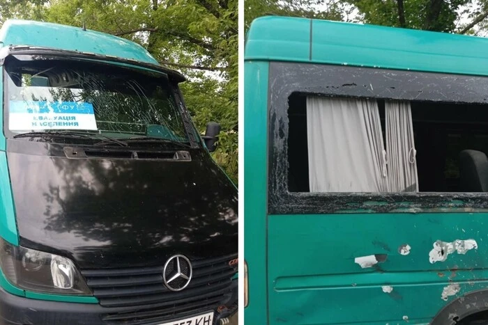In Dnipropetrowsk haben die Russen Sprengstoff mit einer Drohne auf einen Evakuierungsbus geworfen
